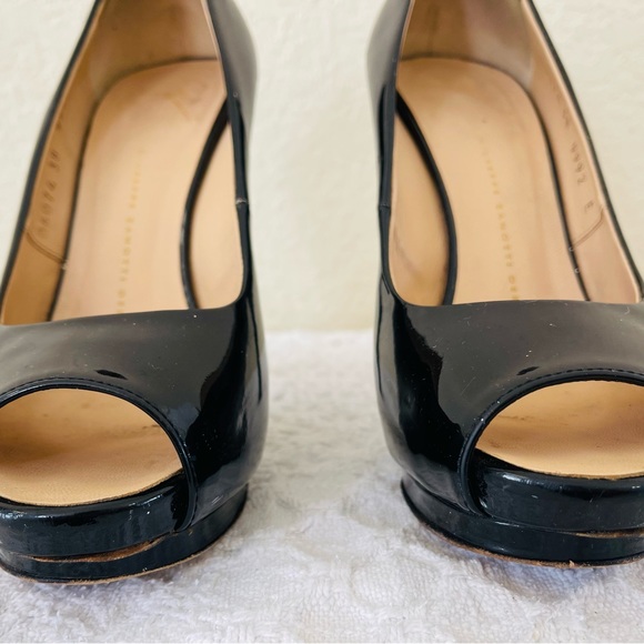 Giuseppe Zanotti Design Italian Black Patent Leather Peep-Toe Pumps Shoes 38 EUC - Picture 3 of 13